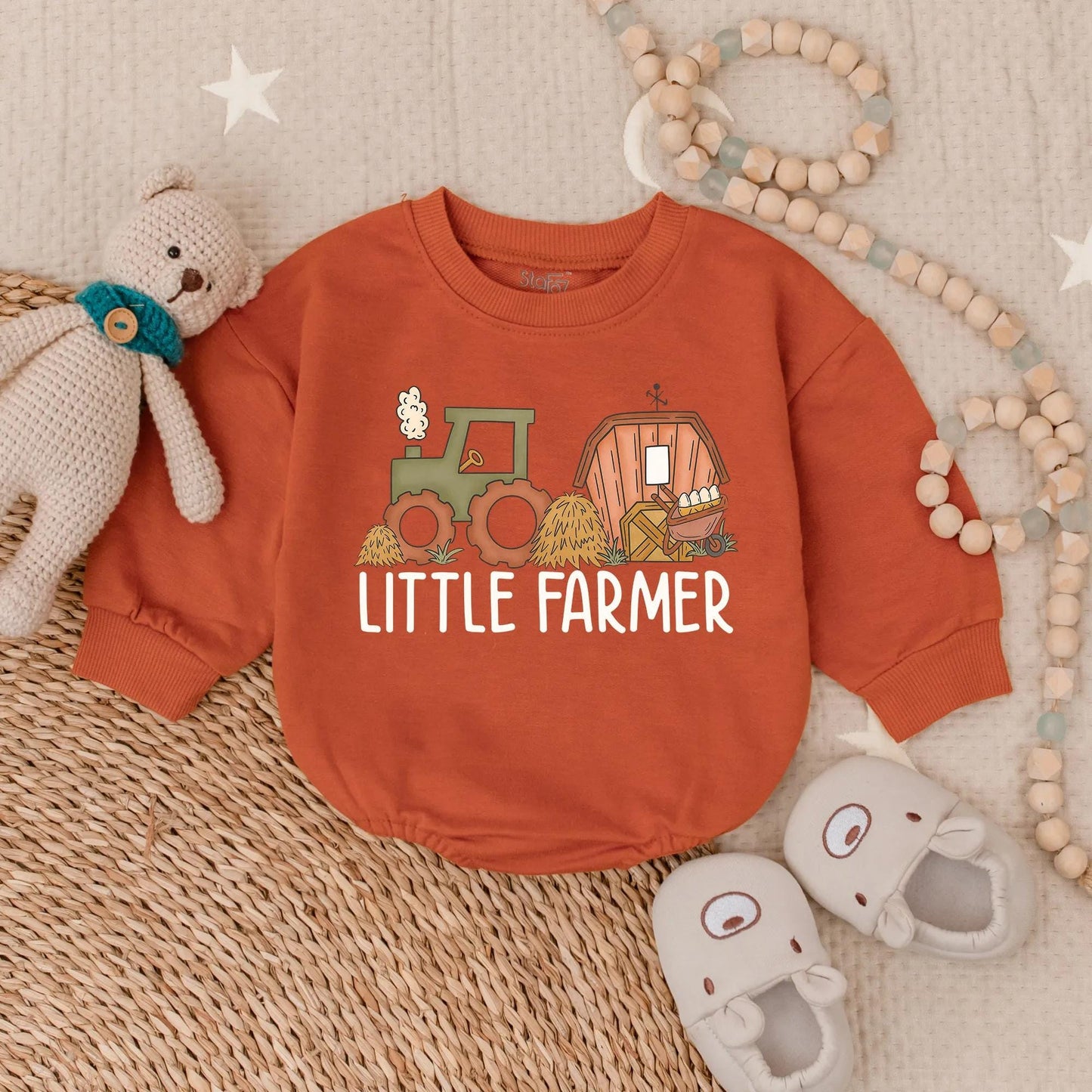 Little Farmer Boy Bubble Romper Cute Farm Baby Outfit for Boys Toddler Tractor Lover Coming Home Bodysuit Sweet Baby Shower Gift Idea