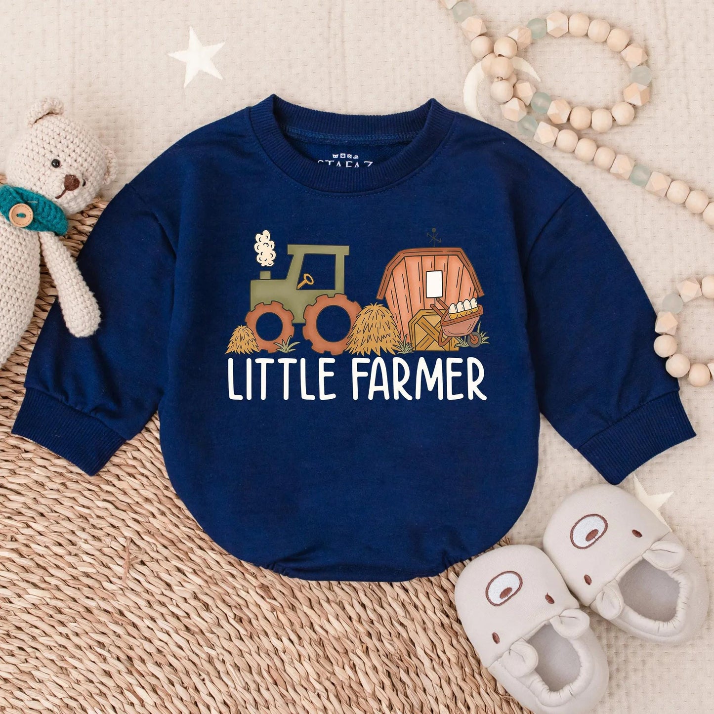 Little Farmer Boy Bubble Romper Cute Farm Baby Outfit for Boys Toddler Tractor Lover Coming Home Bodysuit Sweet Baby Shower Gift Idea