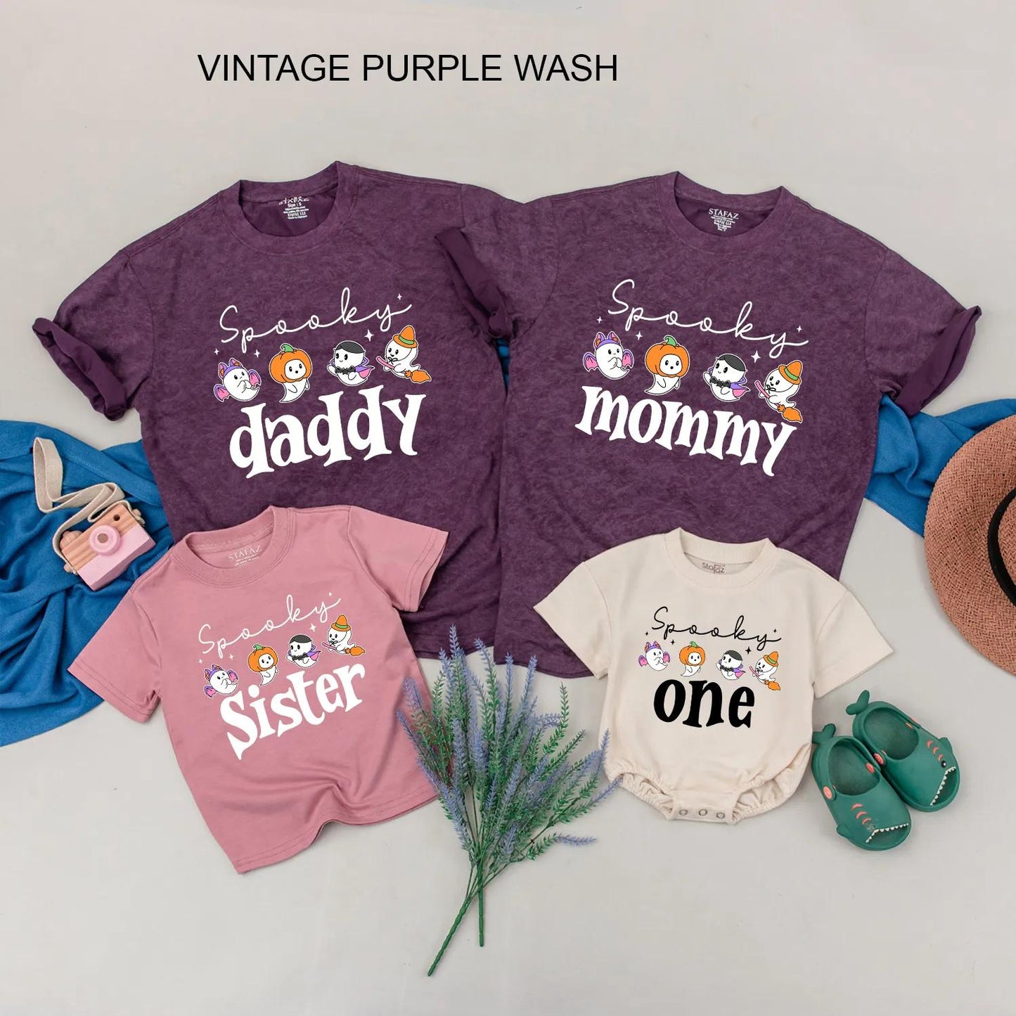 Personalized Halloween Family Matching Shirts Spooky One Birthday Outfit Romper Cute Ghost Design Soft Cotton Halloween Family Tees
