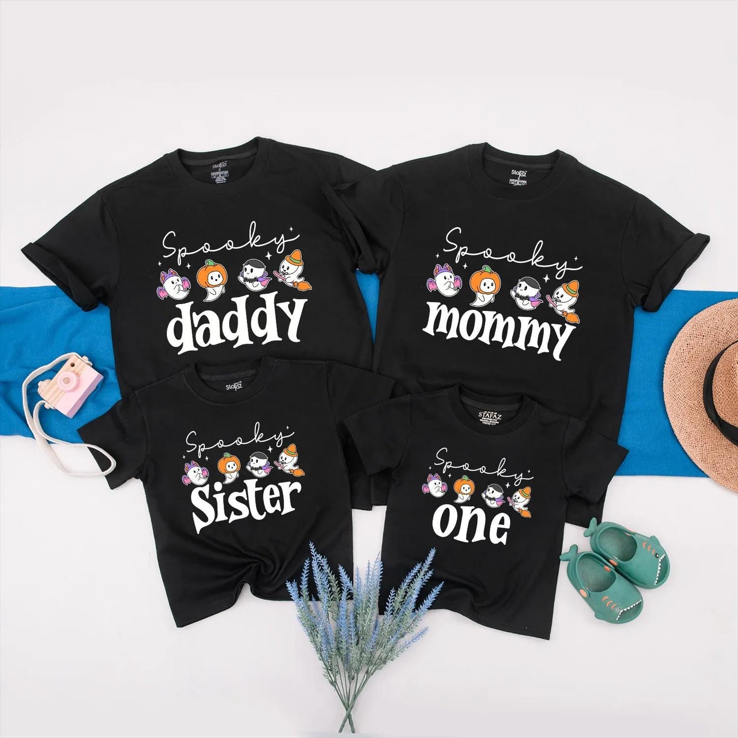 Personalized Halloween Family Matching Shirts Spooky One Birthday Outfit Romper Cute Ghost Design Soft Cotton Halloween Family Tees