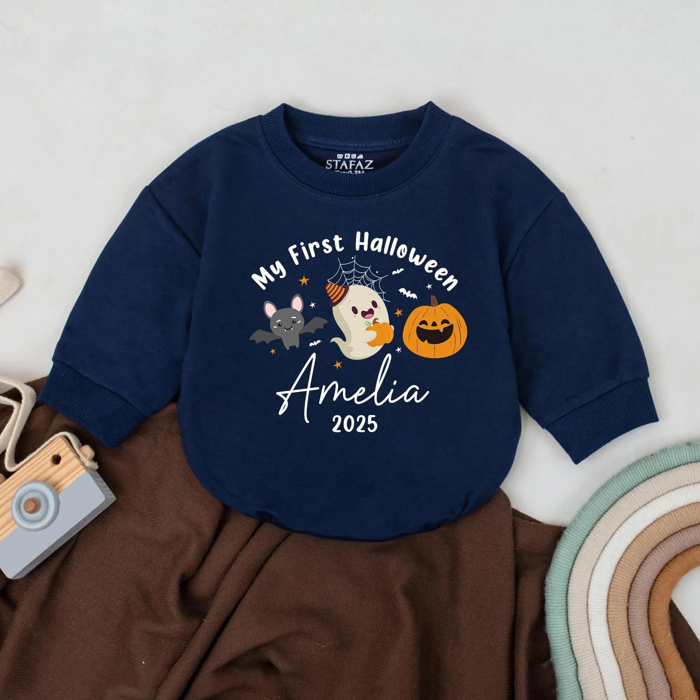 My First Halloween Baby Romper Personalized Name Ghost Pumpkin Bodysuit Cute Fall Outfit 2025 Baby Gift