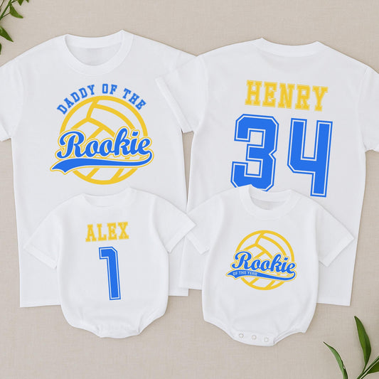 Daddy of the Rookie Volleyball Birthday Shirt, 1st Birthday Tee, Rookie of The Year, Baby Rookie Family Shirts, Personalized Volleyball Gift
