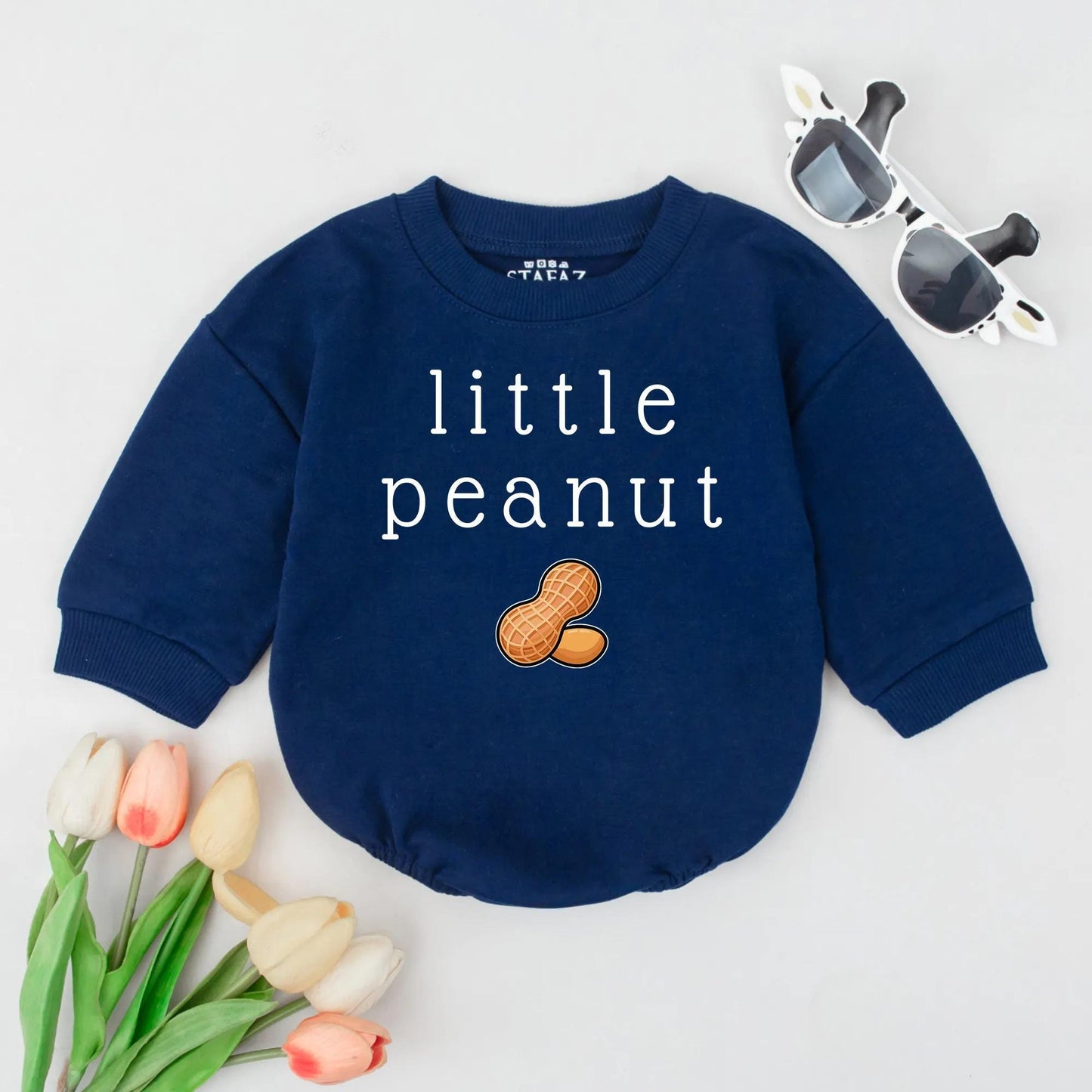 Little Peanut Baby Romper Cute Peanut Illustration Funny Food Bodysuit Baby Announcement Outfit Baby Shower Gift One Birthday Clothes