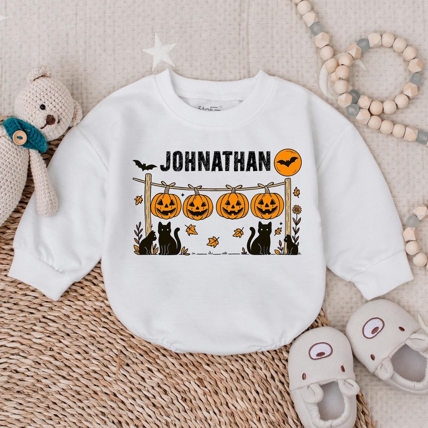 Spooky Baby Boy Bubble Romper Custom Scary Infant Halloween Costume Creepy Toddler Fall Bodysuit Outfit for October Babies