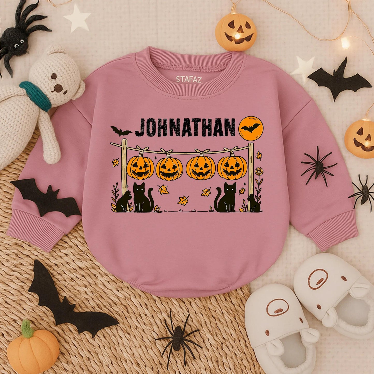 Spooky Baby Boy Bubble Romper Custom Scary Infant Halloween Costume Creepy Toddler Fall Bodysuit Outfit for October Babies