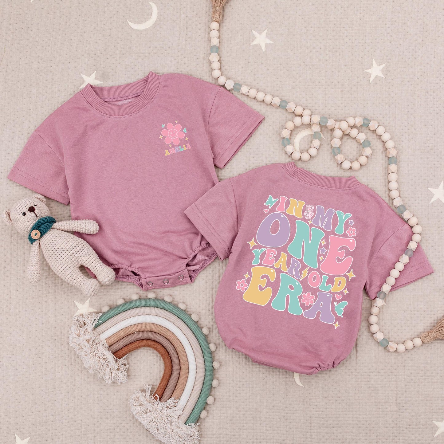My One Year Old Era Personalized Name Romper Custom 1st Birthday Outfit Cute Baby Bodysuit First Birthday Party Gift Idea