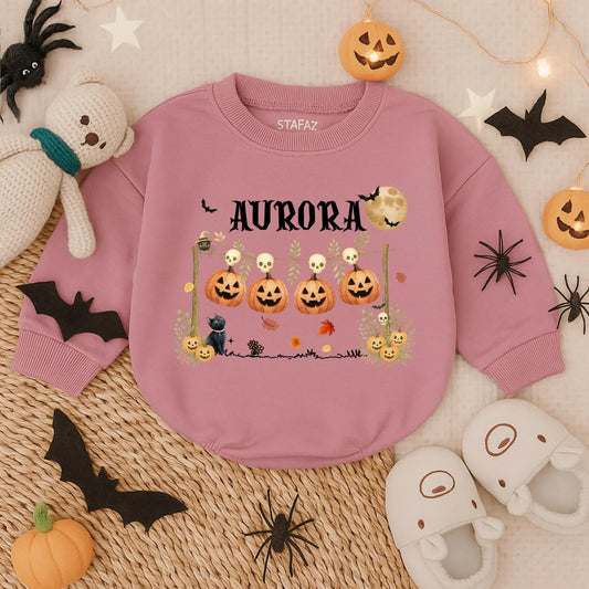 Customized Spooky Halloween Horror Bubble Romper Creepy Baby Toddler Outfit Scary Boy Girl Costume First Fall Season Gift