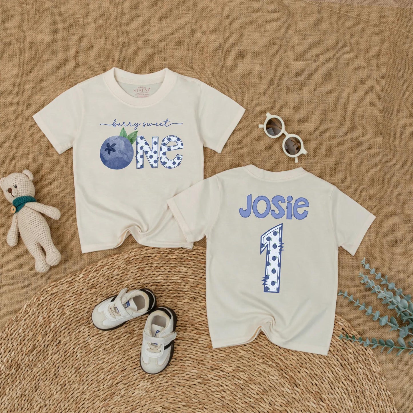 Personalized Sweet One Blueberry Baby Girl First Birthday Romper Outfit for Cake Smash Summer Party Bodysuit Gift