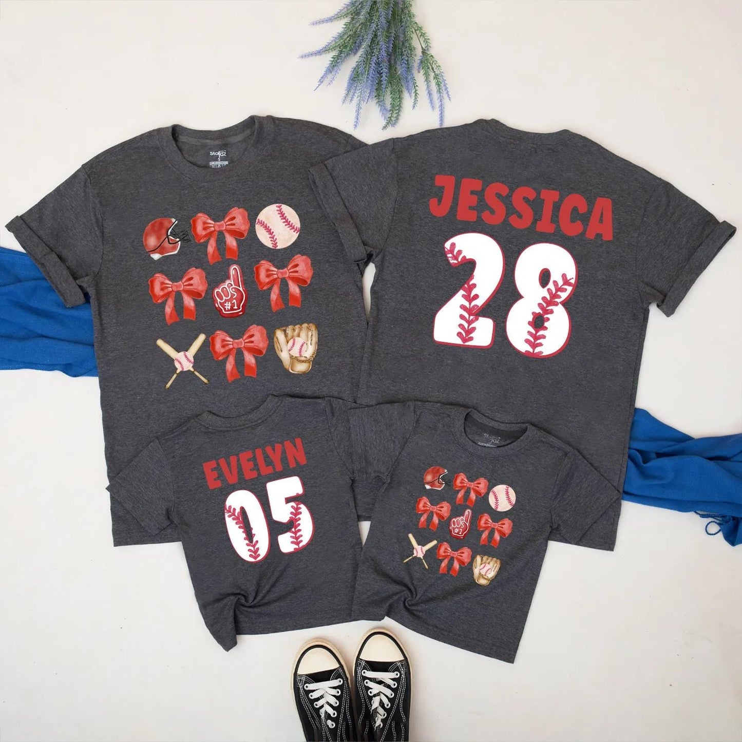 Custom Baseball Mom and Baby Matching Tees Personalized Name and Number Baseball Game Day Outfits