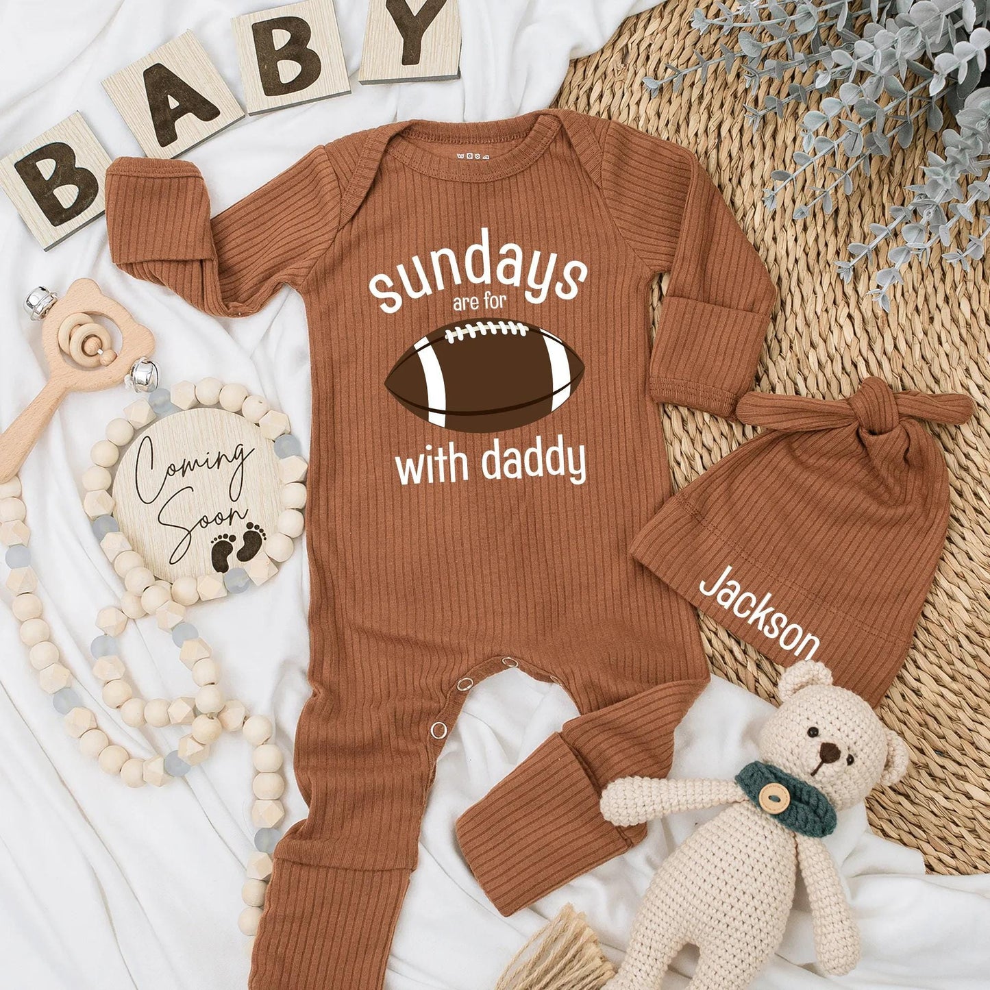 Sundays are for Football with Daddy Baby Bodysuit Cute Game Day Newborn Boy Outfit Soft Cotton Comfortable Shower Gift