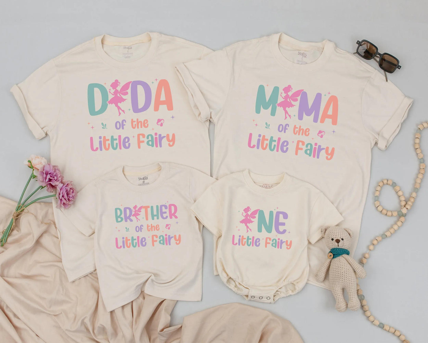 One Little Fairy Matching Family Shirts First Birthday Celebration Outfits for Mommy and Me Dad Baby Girl Comfortable Tees