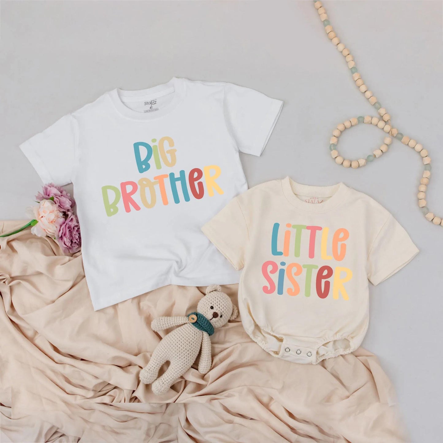 Retro Big Sister Little Sister Shirts Adorable Big Sis Little Sis Matching Family Outfits Cute Sibling Gift Idea Comfortable Cotton Tee