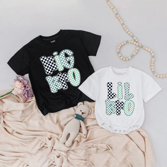 Matching Big Bro & Lil Bro Retro Shirts - Cute Sibling Outfit for Brothers - Big Brother Little Brother Tees - Family Matching Gift