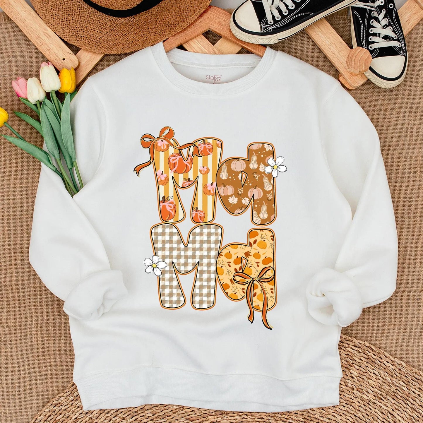 Cozy Mommy and Me Fall Sweatshirts with Sparkly Autumn Pumpkin Design, Soft Thanksgiving Mom Baby Outfits and Mother Daughter Sweaters