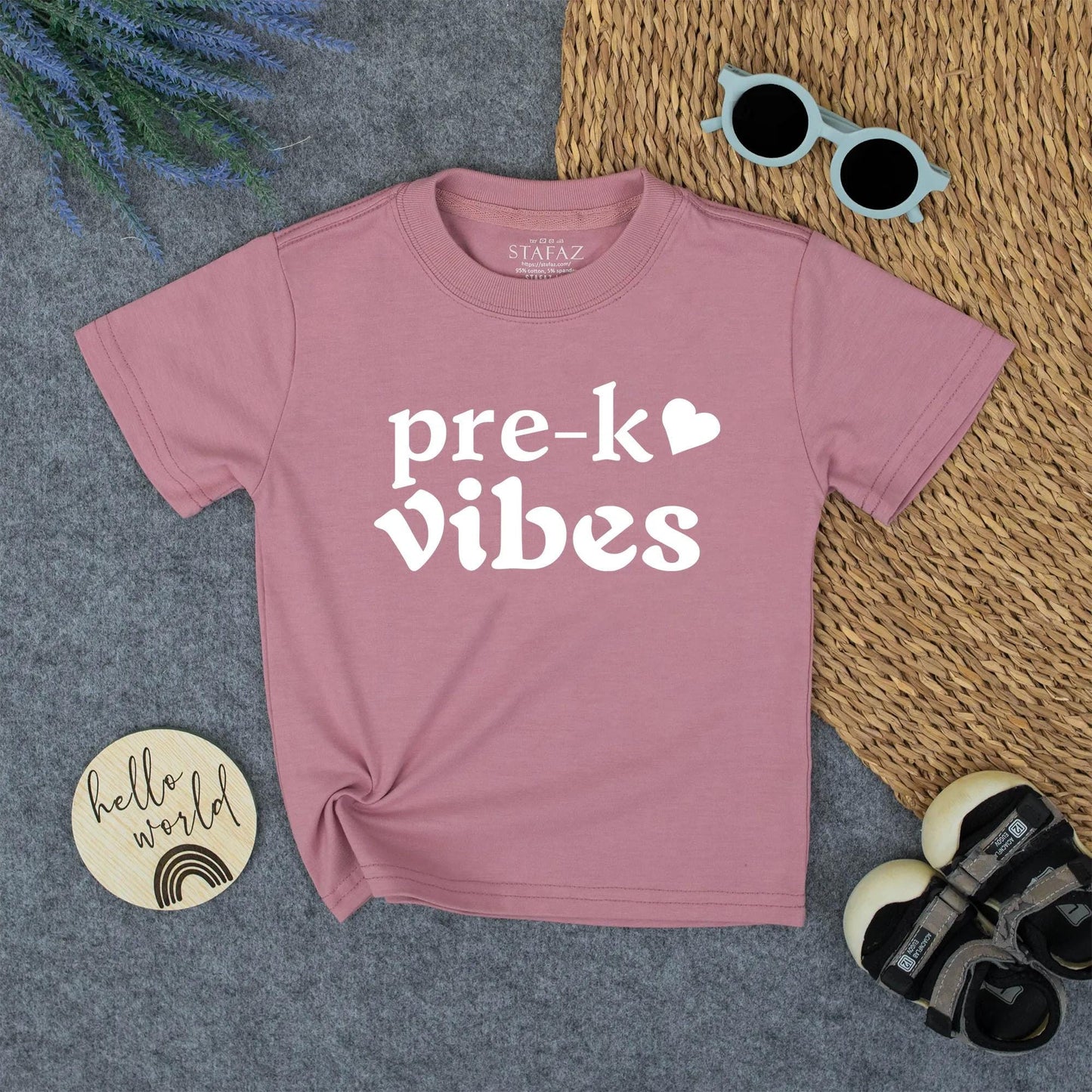 Pre-K Vibes Heart Shirt - Cute Back to School Tee for Toddler Girls, Cheerful Pink Preschool Outfit, Modern First Day of School Tee for Kids (139 chars)