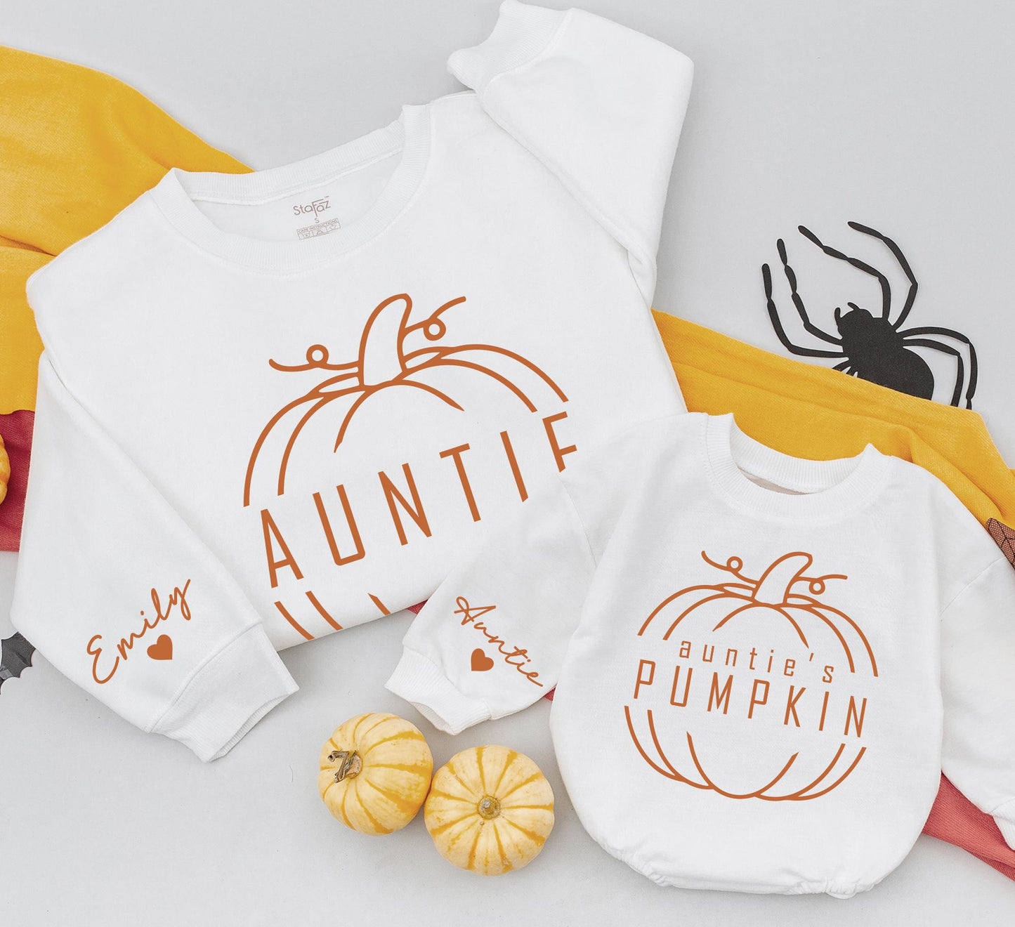 Auntie & Auntie's Pumpkin Matching Family Sweatshirts Cozy Fall Season Vibes for Niece and Me Autumn Gift