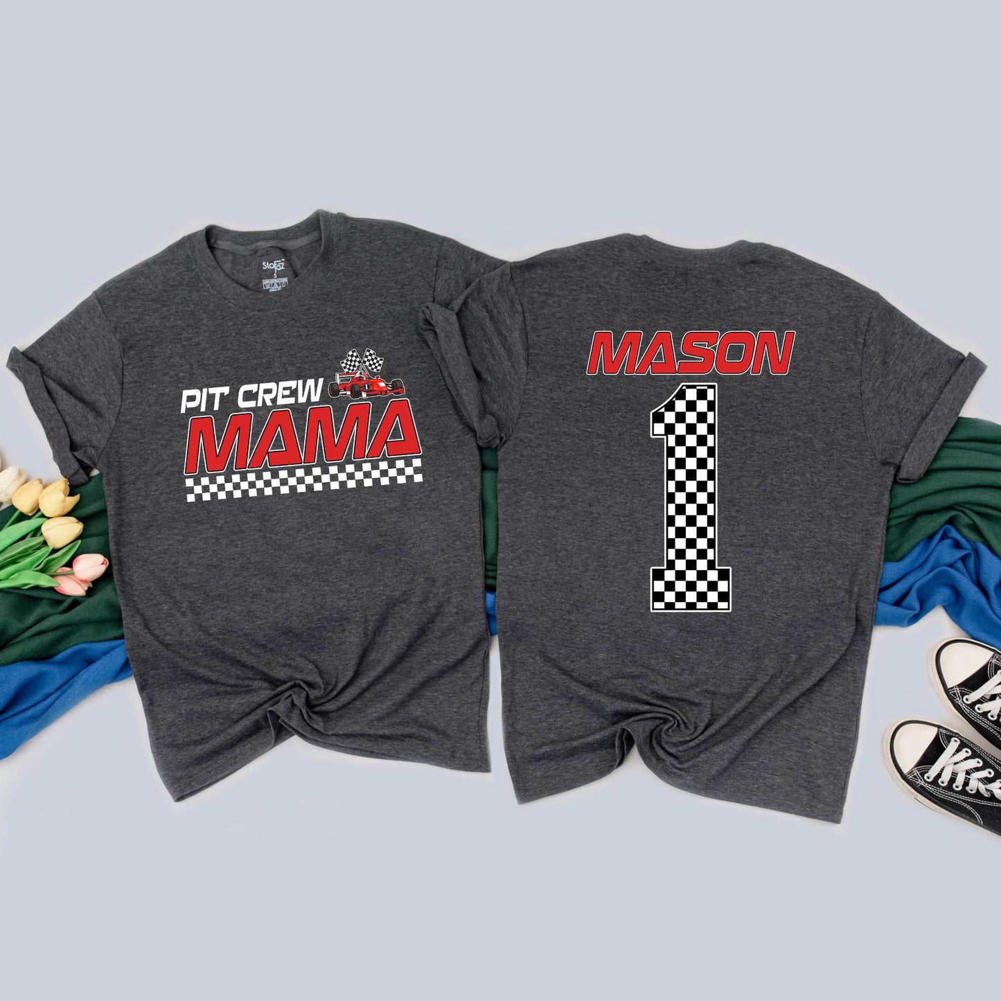 Personalized Pit Crew Family Matching Fast One Birthday Shirt for Girls Racing Car Outfit 1st Birthday Gift