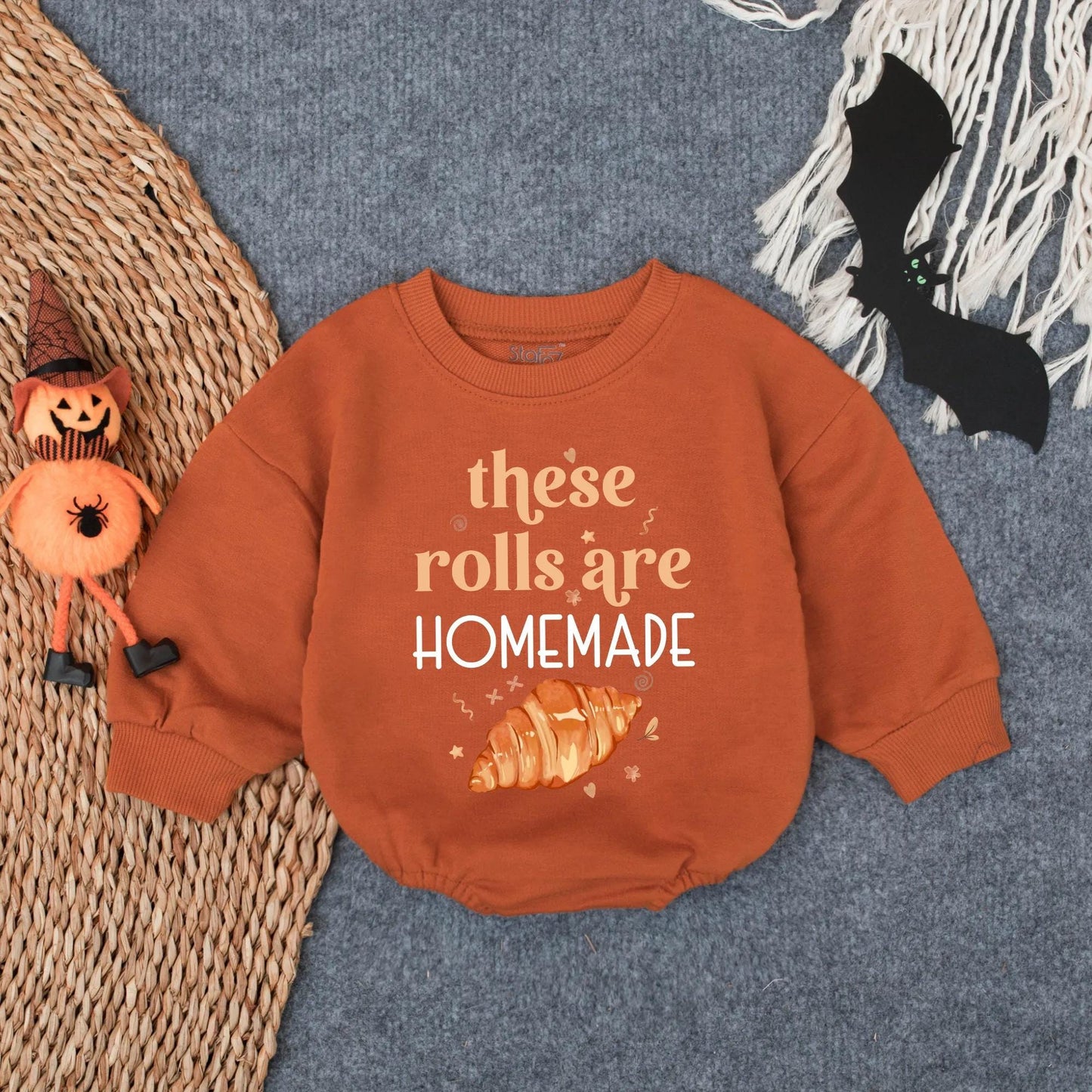These Rolls Are Homemade Baby Bubble Romper First Thanksgiving Outfit Fall Infant Clothes Cute Croissant Design