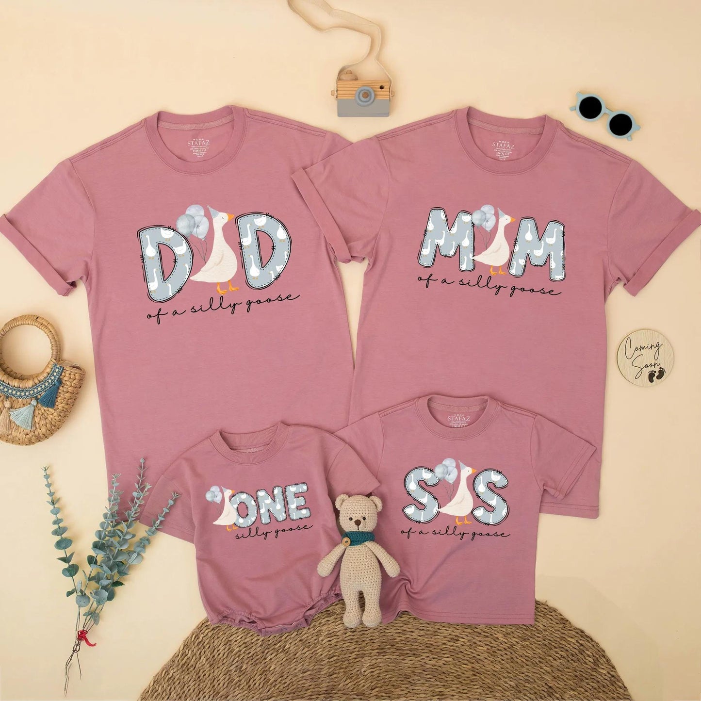 Silly Goose First Birthday Matching Family Shirts Adorable Goose with Balloons Outfit 1st Birthday Boy Baby Celebration