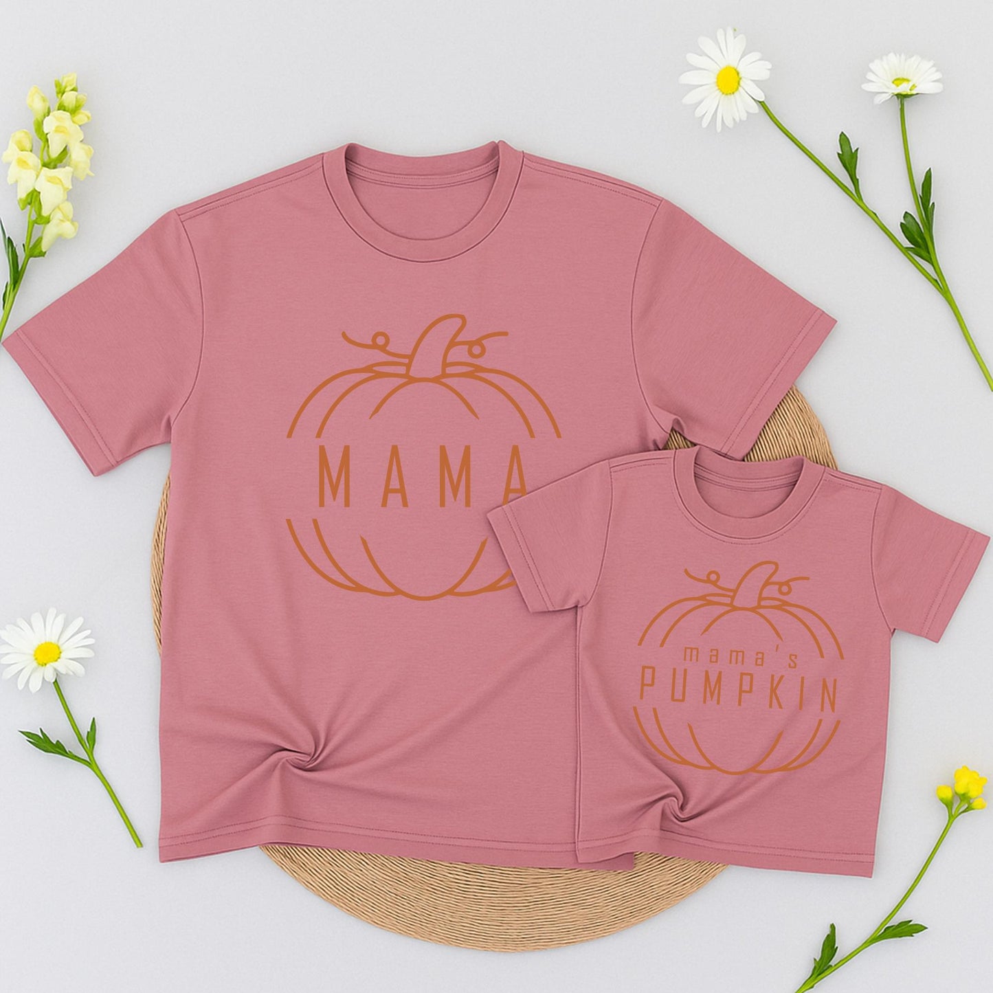Matching Mama & Mama's Pumpkin Fall T-Shirts, Mommy and Me Thanksgiving Outfits, Earthy Brown Graphic Tees, Family Matching, Fall Gift, Kids Shirt (138)