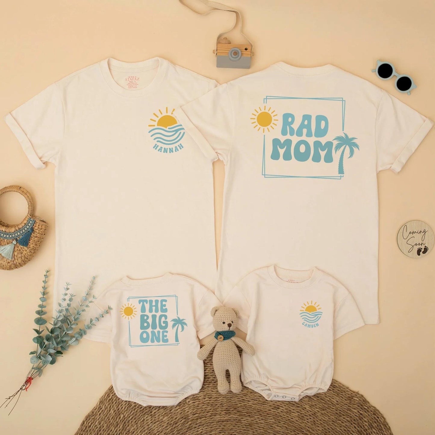 Matching The Big One Birthday Shirt, Beach Surf 1st Birthday Outfit for Baby Boy, Summer Party, Sun & Waves Design, Rad Dad