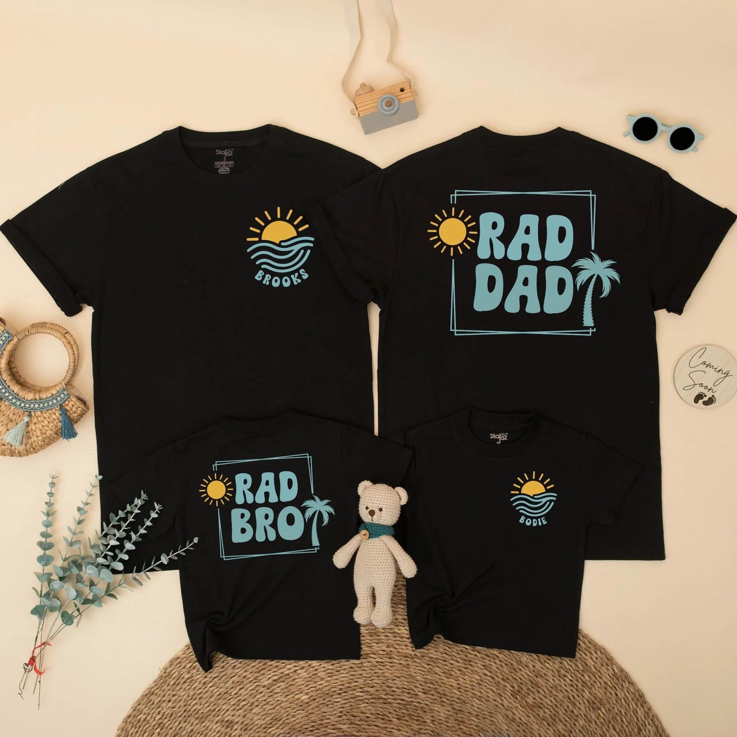 Matching The Big One Birthday Shirt, Beach Surf 1st Birthday Outfit for Baby Boy, Summer Party, Sun & Waves Design, Rad Dad