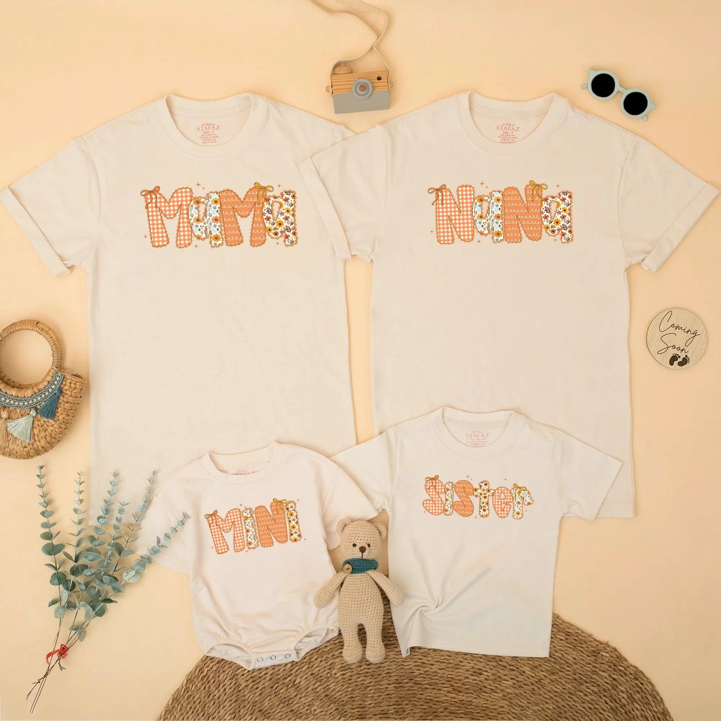 Fall Mama and Mini Matching Outfit, Autumn Thanksgiving Shirts, Floral Gingham Family Tees, Mommy and Me Clothes, Cute Bow Design, Gift for Mom 137 chars