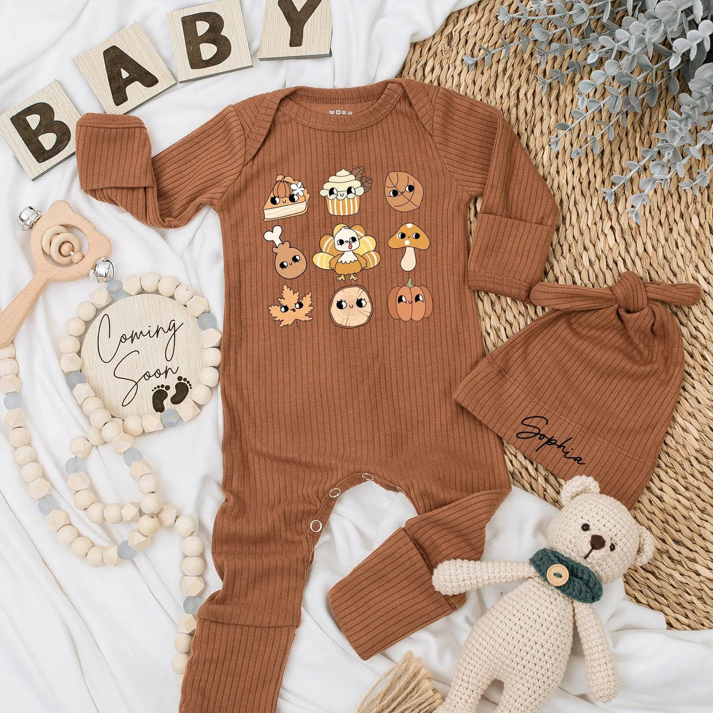 Retro Thanksgiving Baby Bodysuit Cute Pumpkin Pie Turkey First Thanksgiving Outfit Newborn Fall Clothes