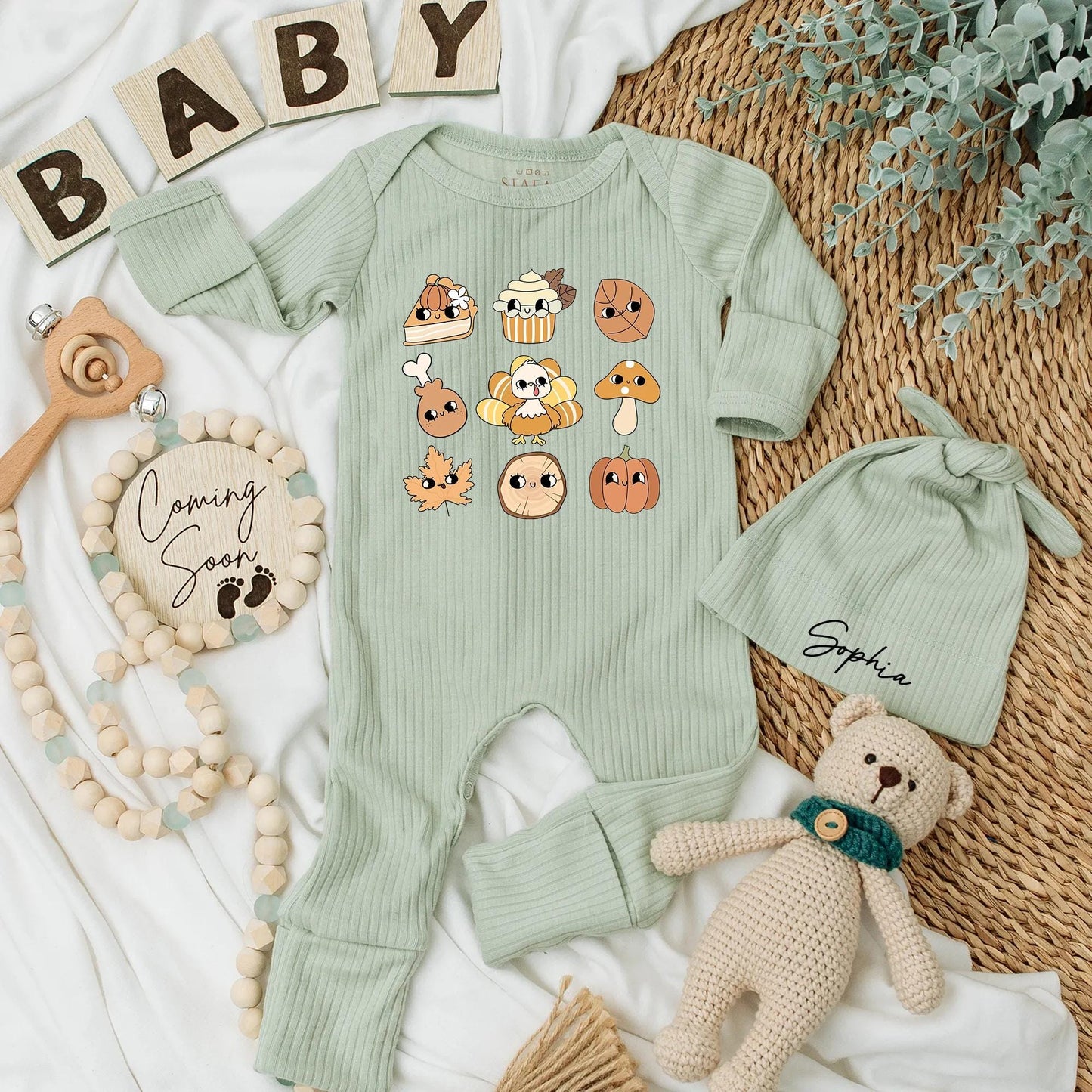 Retro Thanksgiving Baby Bodysuit Cute Pumpkin Pie Turkey First Thanksgiving Outfit Newborn Fall Clothes