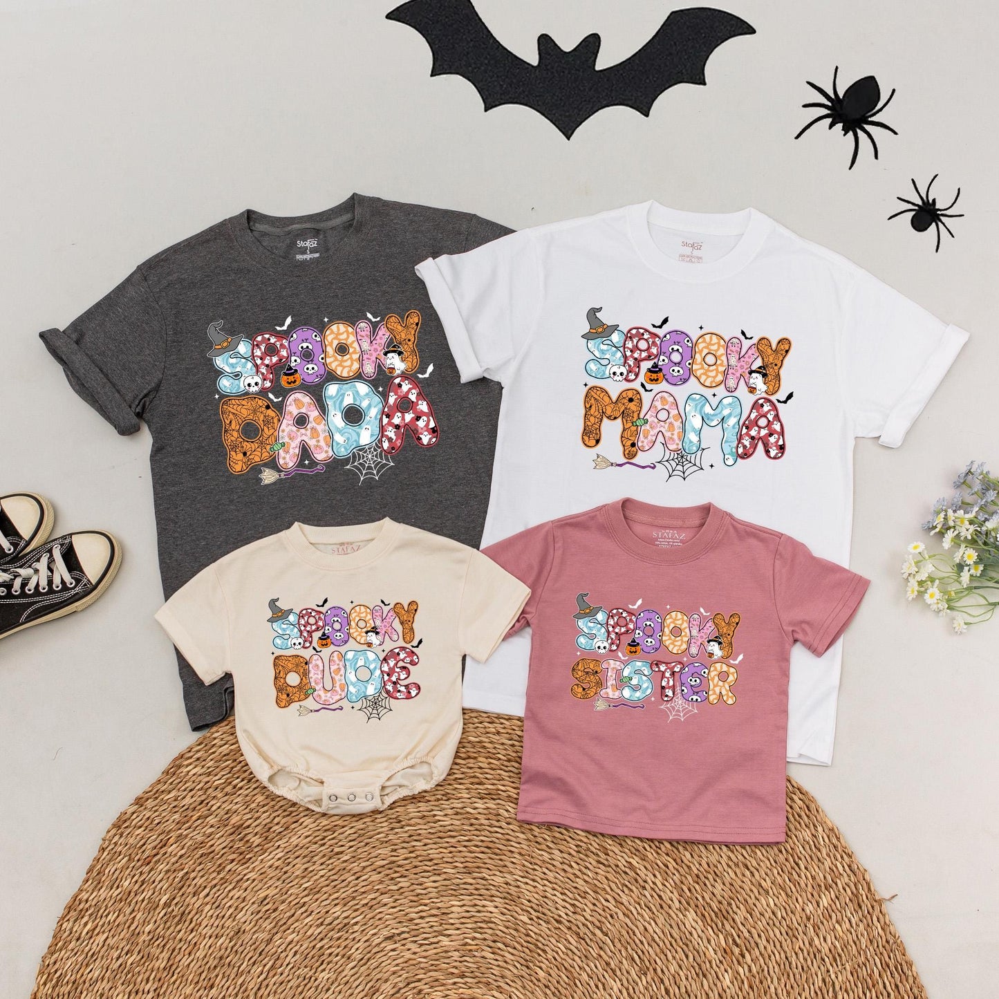 Personalized Spooky Family Halloween Birthday Tees Matching Halloween Outfits Custom Spooky Dude & Mom Dad Shirt Halloween Party Gear Cotton