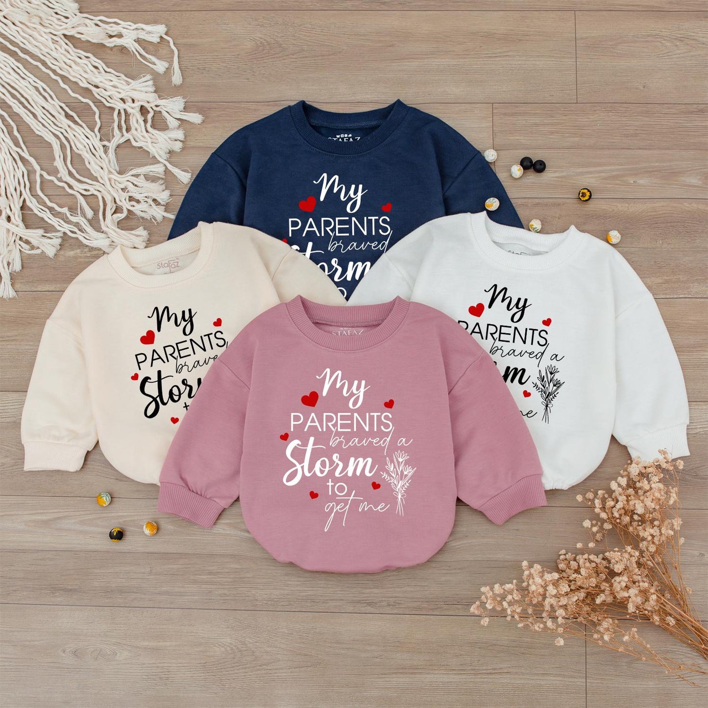 My Parents Braved a Storm Outfit, Rainbow Baby Bodysuit, IVF Gift, Floral Romper, Sentimental Newborn Gift Idea, Long Sleeve Baby Girl Boy Clothes
