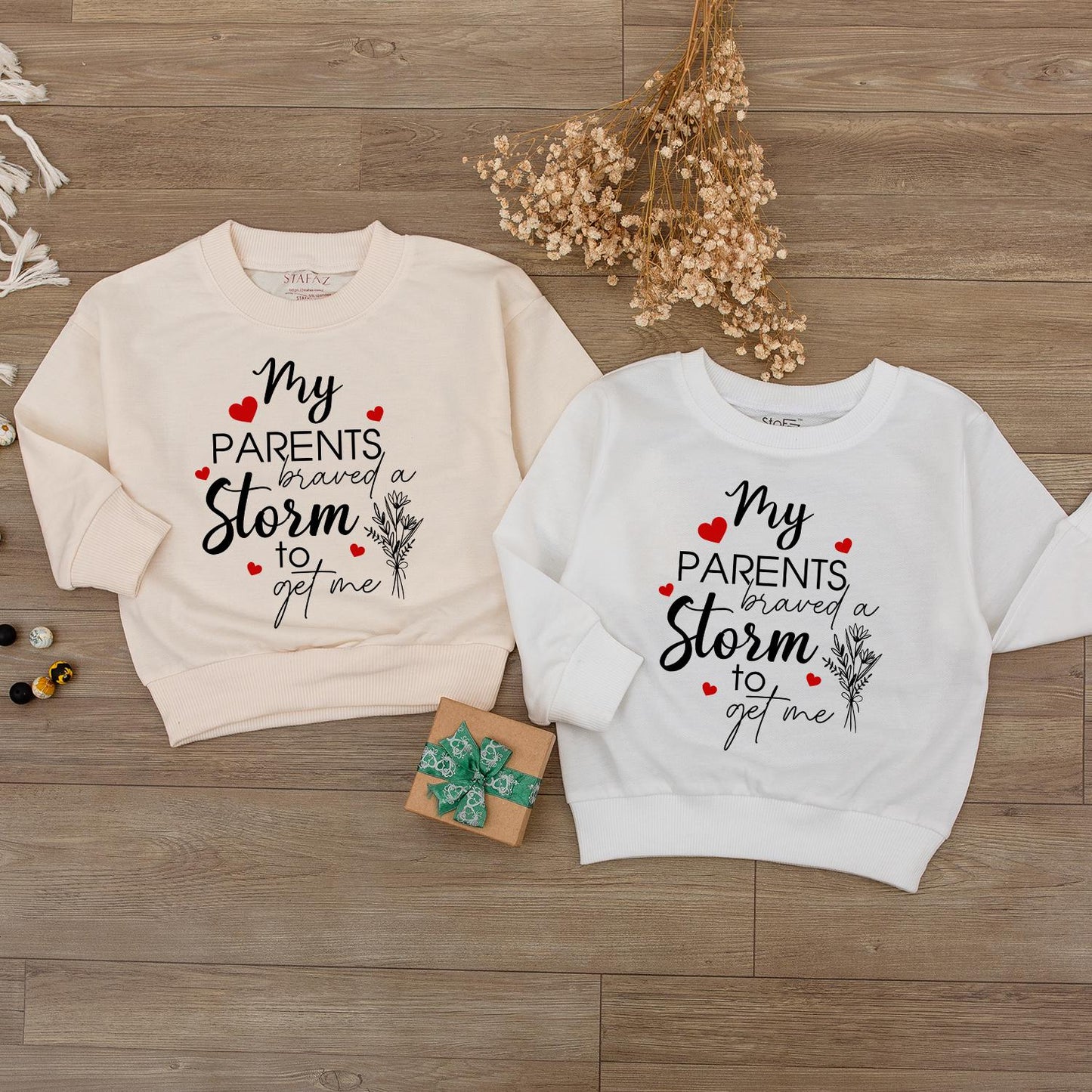 My Parents Braved a Storm Outfit, Rainbow Baby Bodysuit, IVF Gift, Floral Romper, Sentimental Newborn Gift Idea, Long Sleeve Baby Girl Boy Clothes