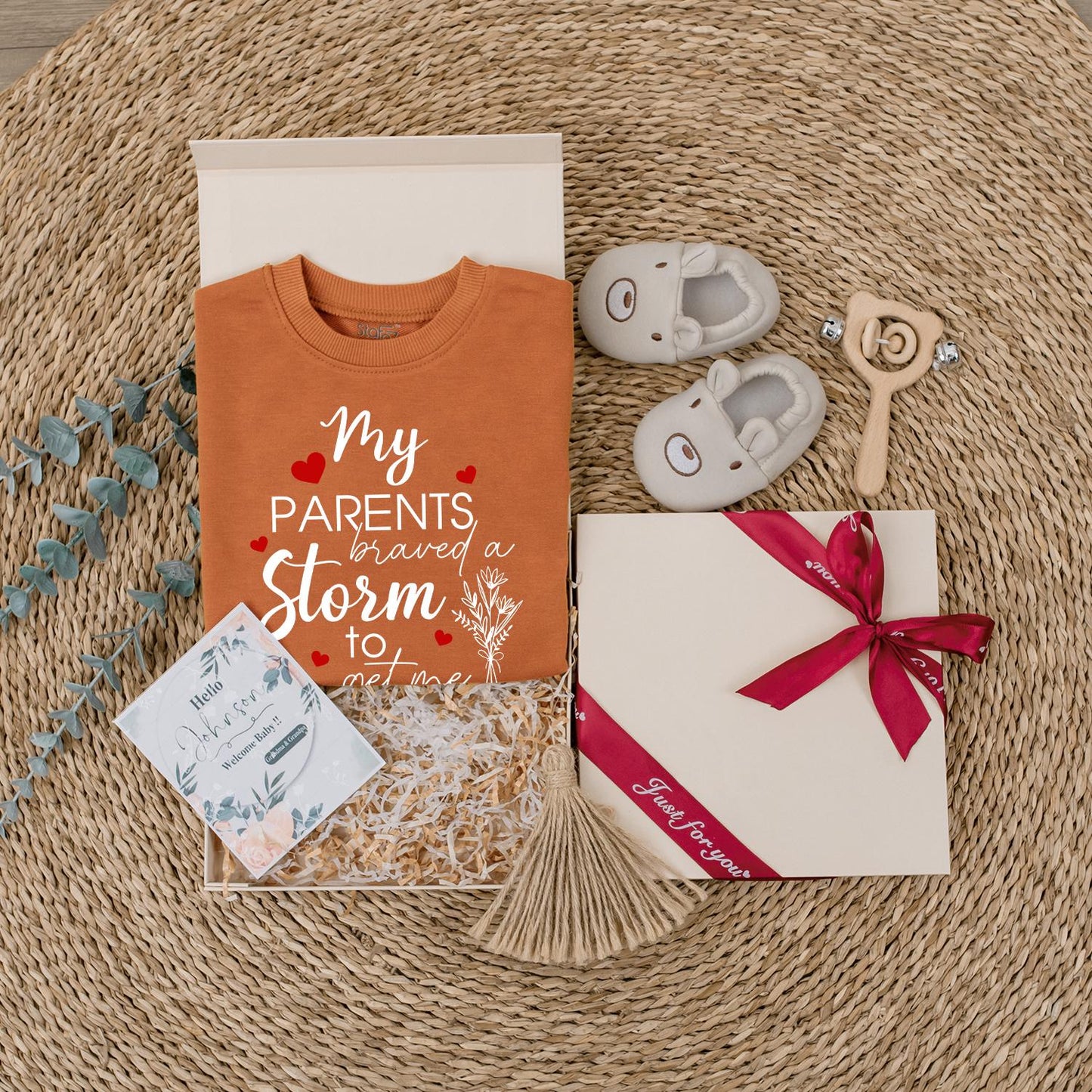 My Parents Braved a Storm Outfit, Rainbow Baby Bodysuit, IVF Gift, Floral Romper, Sentimental Newborn Gift Idea, Long Sleeve Baby Girl Boy Clothes