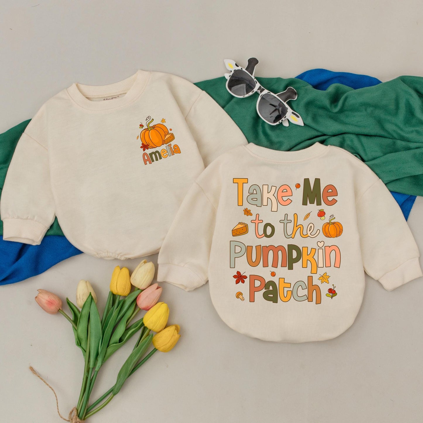 Take Me to the Pumpkin Patch Romper Amelia Fall Baby Girl Outfit Thanksgiving Gift Pumpkin Season Baby Shower Gift