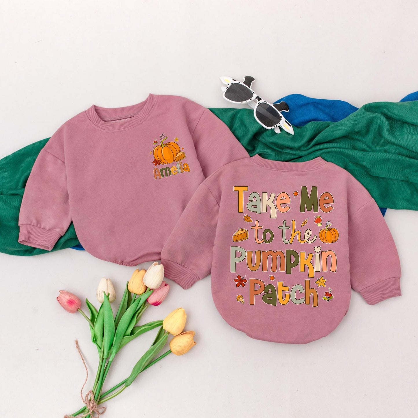 Take Me to the Pumpkin Patch Romper Amelia Fall Baby Girl Outfit Thanksgiving Gift Pumpkin Season Baby Shower Gift