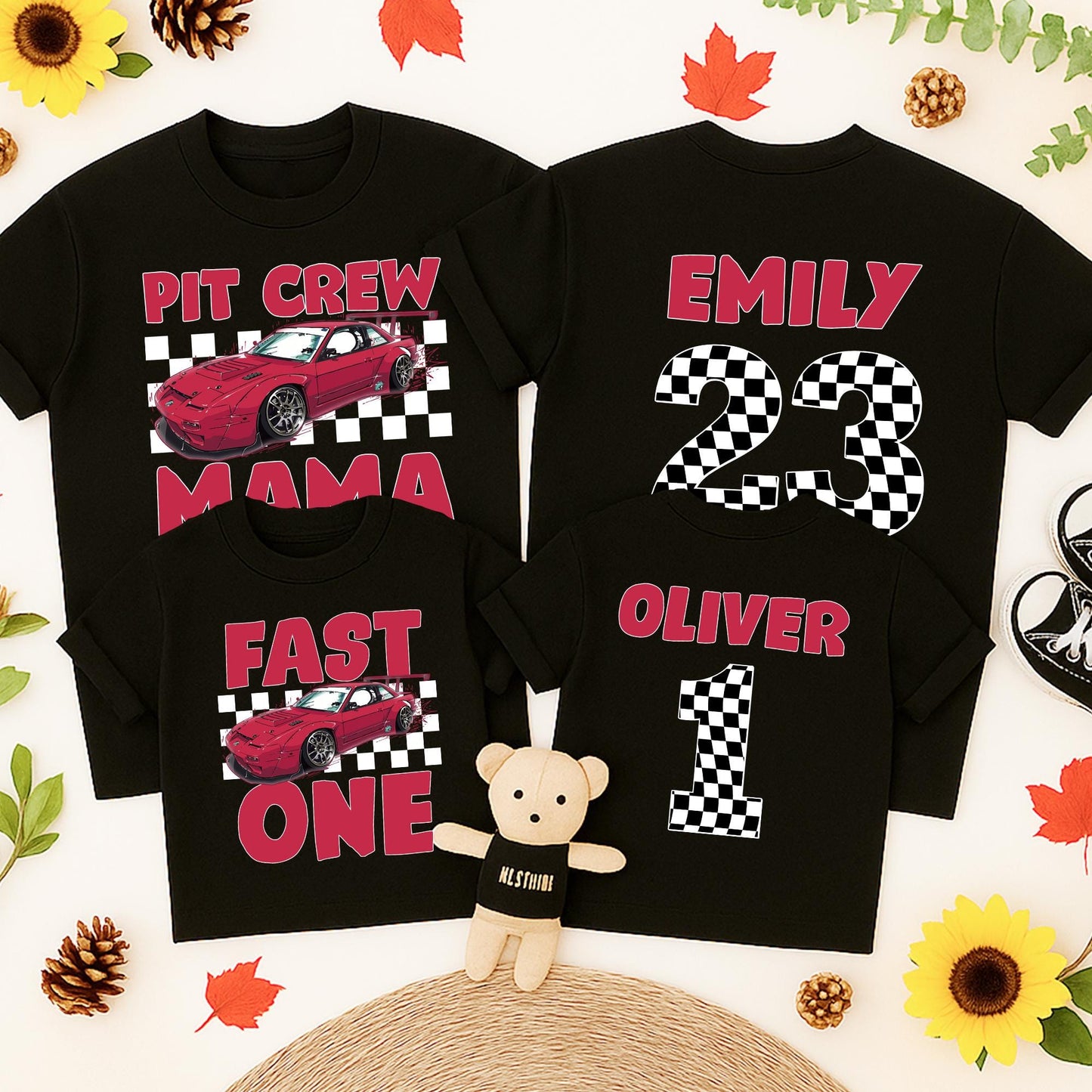 Fast One Birthday Shirt for Boys & Girls | Car Race Theme Tee First Birthday Party Outfit Red Black White Cotton Comfortable