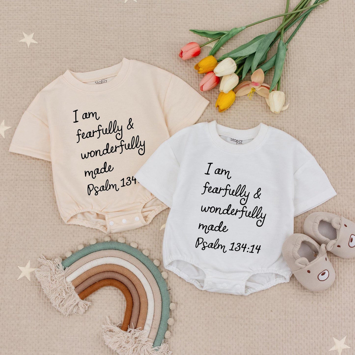 I Am Fearfully & Wonderfully Made Baby Romper, Psalm 139:14 Christian Babysuit, Religious Baby Boy Girl Clothes, Gift