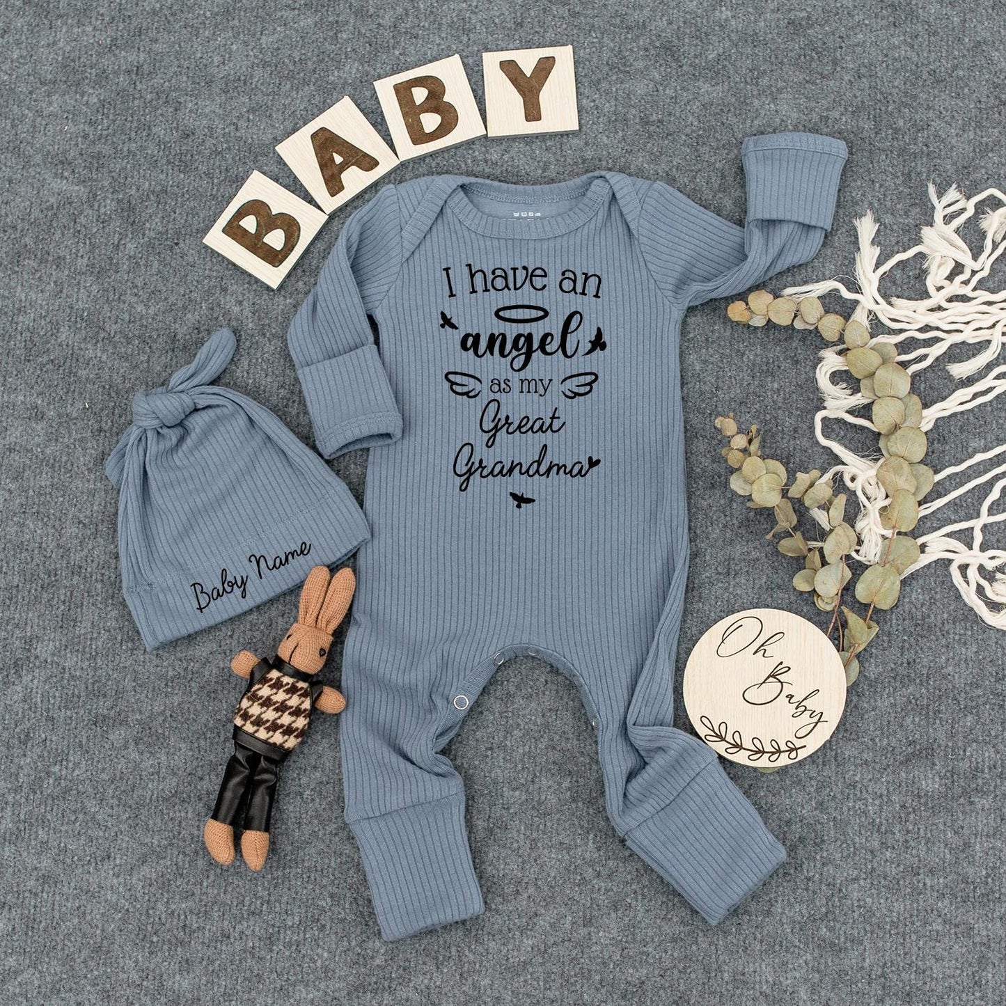 Custom "I have an angel as my Grandma" Bodysuit Sweet Guardian Angel Halo Wings Cross Newborn Outfit Baby Shower Gift