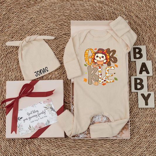 Personalized Gobble Baby Bodysuit Thanksgiving Turkey Outfit Fall Pumpkin Newborn Clothes Autumn Romper First Thanksgiving Gift for Baby