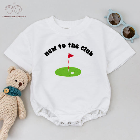 New To The Club Golf Baby Romper: Future Golfing Buddy Bodysuit for Daddy's Little Dude, Golf Birthday Outfit, Funny Baby Clothes & Shower Gift (139)