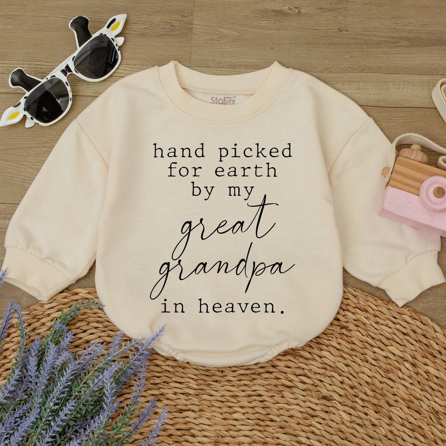 Hand Picked for Earth Baby Romper, Great Grandpa in Heaven Baby Bodysuit Newborn Gift, Custom Baby Clothes, Baby Shower