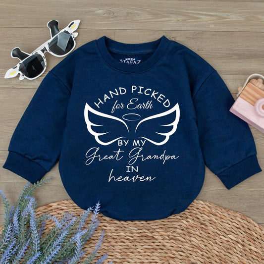 Baby Bodysuit Hand picked for Earth by Great Grandpa in Heaven Angel Wings Baby Clothes Newborn Romper Shower Gift