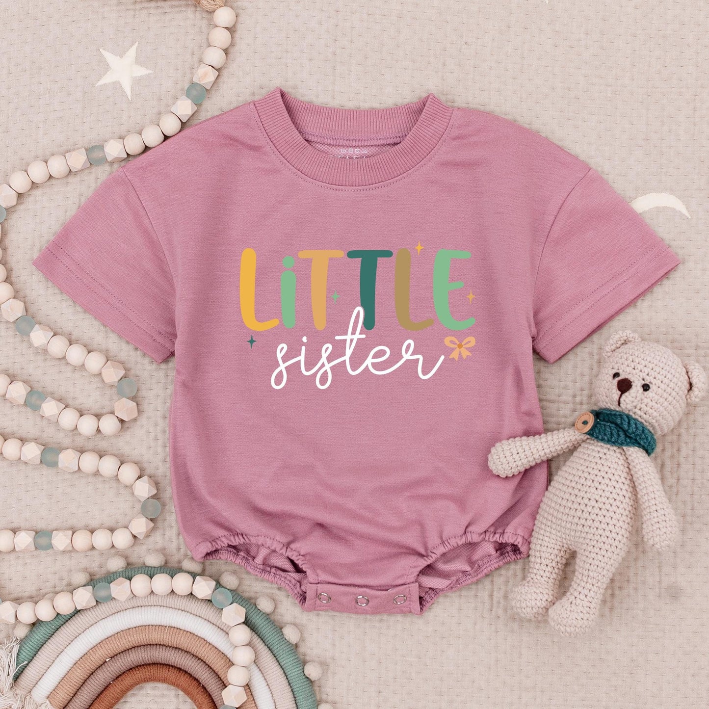 Big Sister Little Sister Matching Romper Set, Cute Sibling Outfits for Girls, Mustard & Green, Baby Girl Clothes, Family Outfit, Photo Prop 136