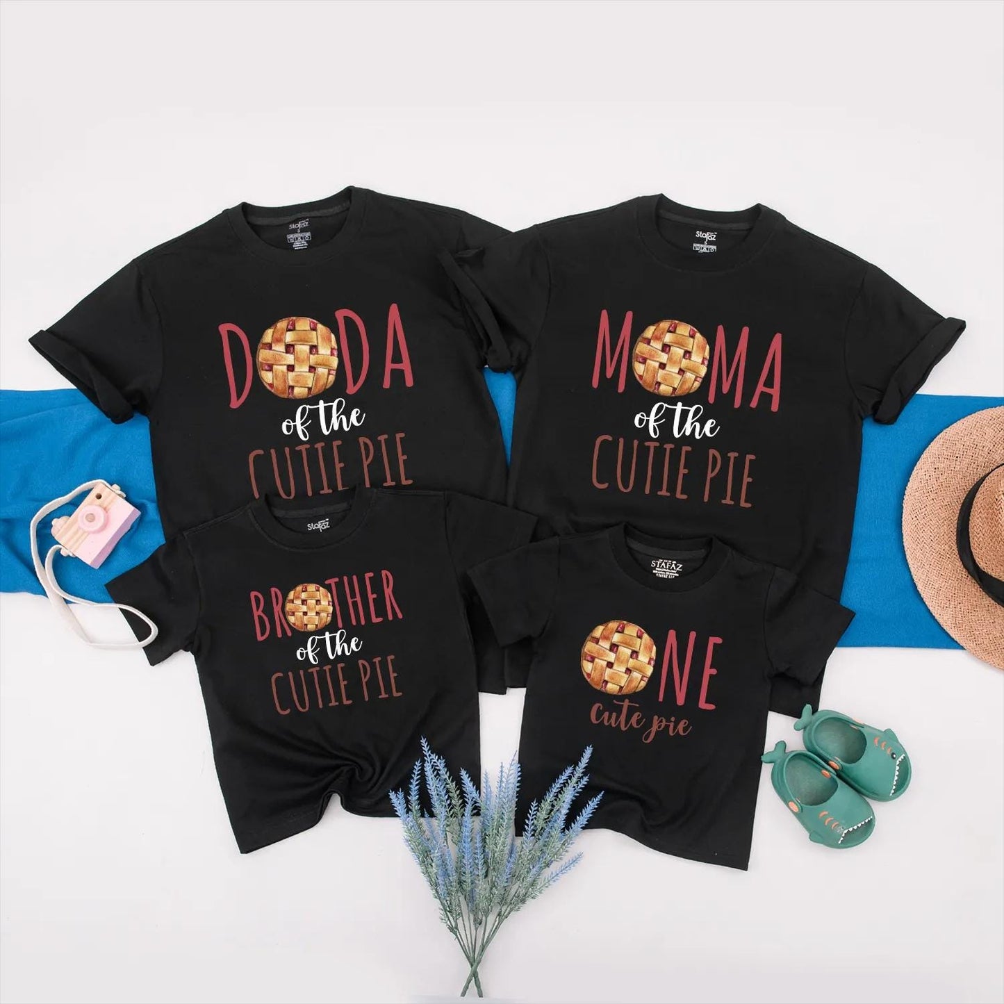One Cutie Pie Birthday Thanksgiving Shirt, Fall Family Matching Tee, First Birthday Outfit, Cute Pie Dark Red Print Baby's First Year Party Gift (137 chars)