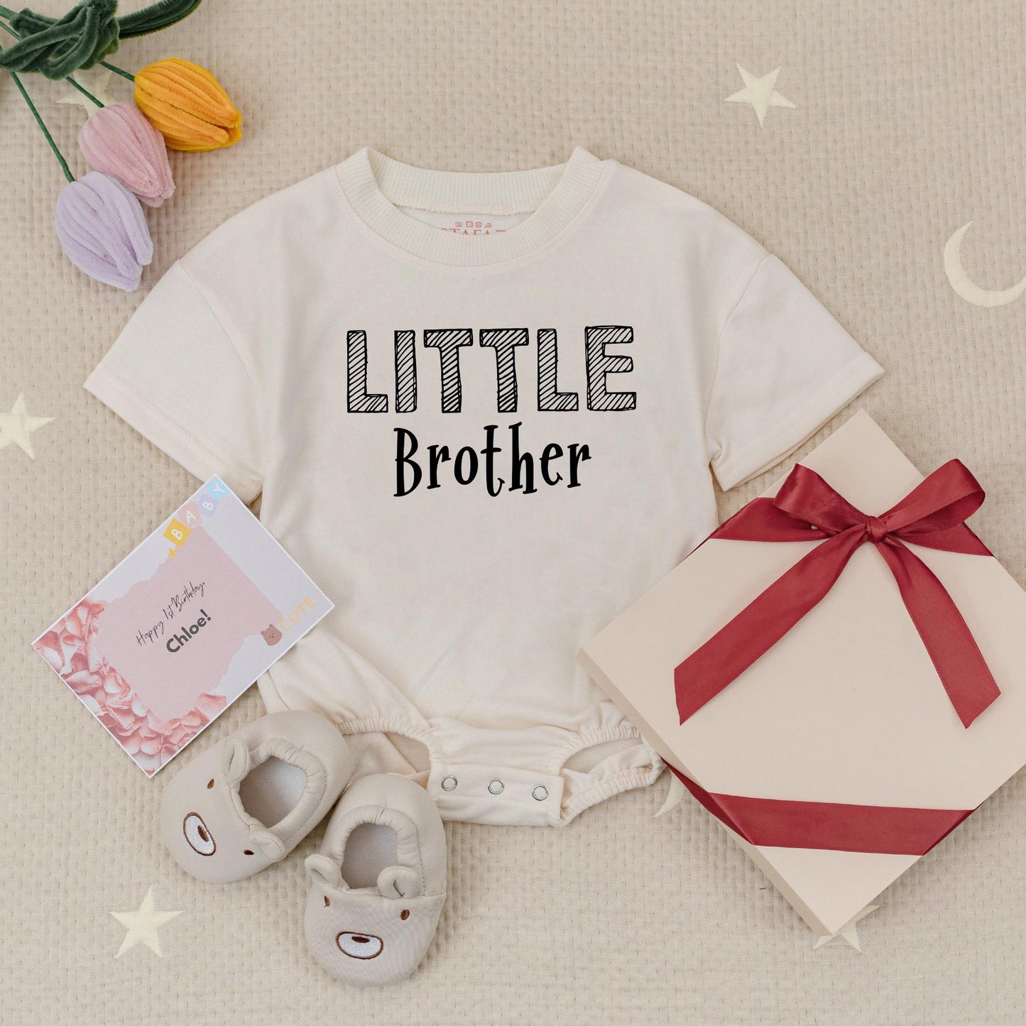 Promoted to Big Brother Est 2025 & Little Brother Baby Romper Set Matching Siblings New Baby Announcement Outfit