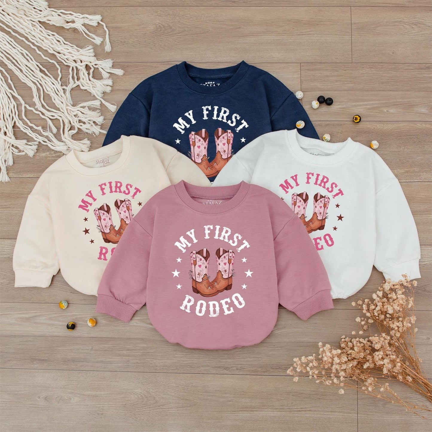My First Rodeo Cowgirl Bubble Romper Adorable Baby Girl Outfit First Birthday Western Gift Pink Heart Boots