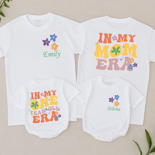 Personalized In My One Year Old Era Baby Girl Bubble Romper First Birthday Outfit Groovy Floral Vintage Party Shirt Gift
