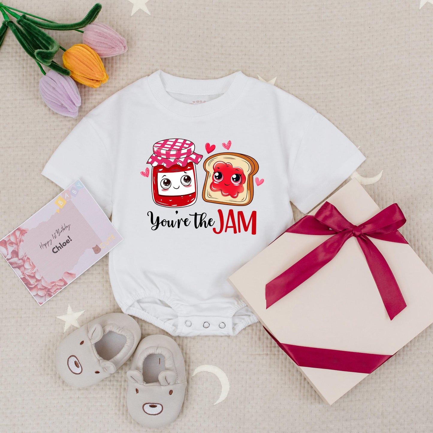 You're the Jam to My Toast Twin Rompers: Cute Matching Baby Outfits, Playful Cartoon Food Design for Sibling Photo Shoot, Unique Twins Announcement Gift