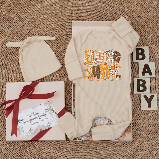 Custom Patchwork Name Baby Bodysuit Warm Fall Autumn Newborn Clothes My First Thanksgiving Pumpkin Season Baby Shower Gift Coming Home Outfit