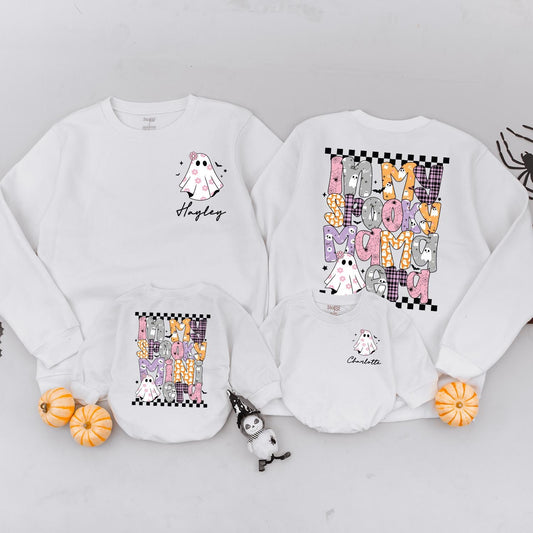 Matching Spooky Mama & Mini Era Halloween Sweatshirt, Cute Ghost Family Outfit, Pastel Colors, Baby & Toddler, Spooky Season Gift (139 chars)
